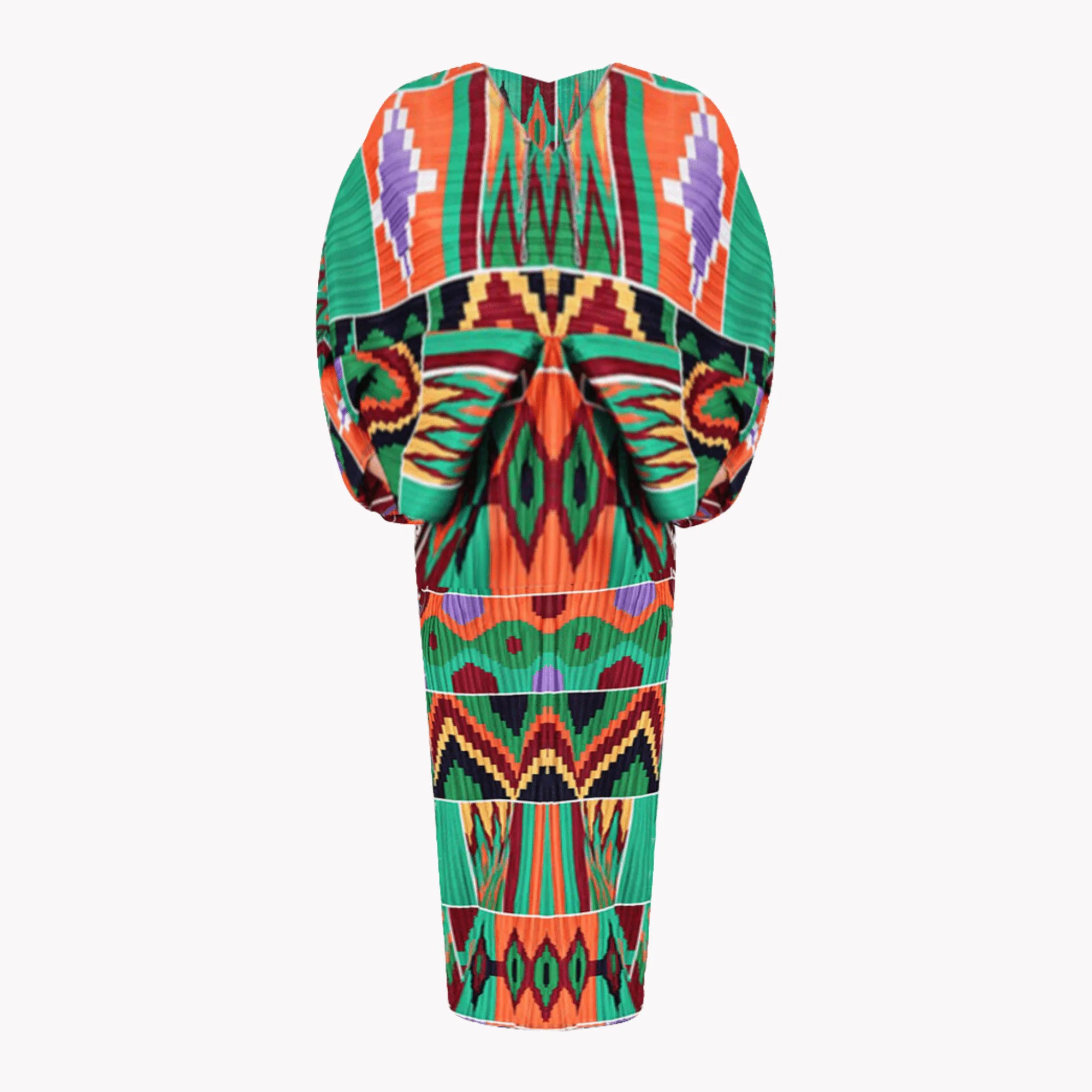 Inspired Print Pleated Dress