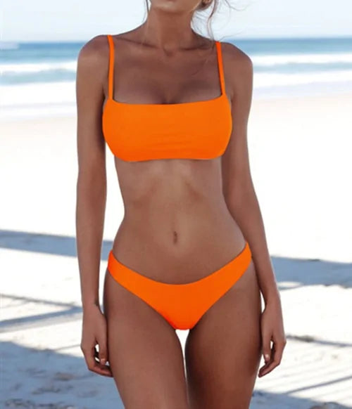Solid Sexy Bikini Set Women&