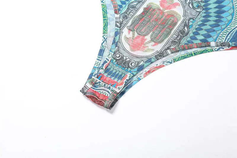 Mesh Bodysuit Skirt Set