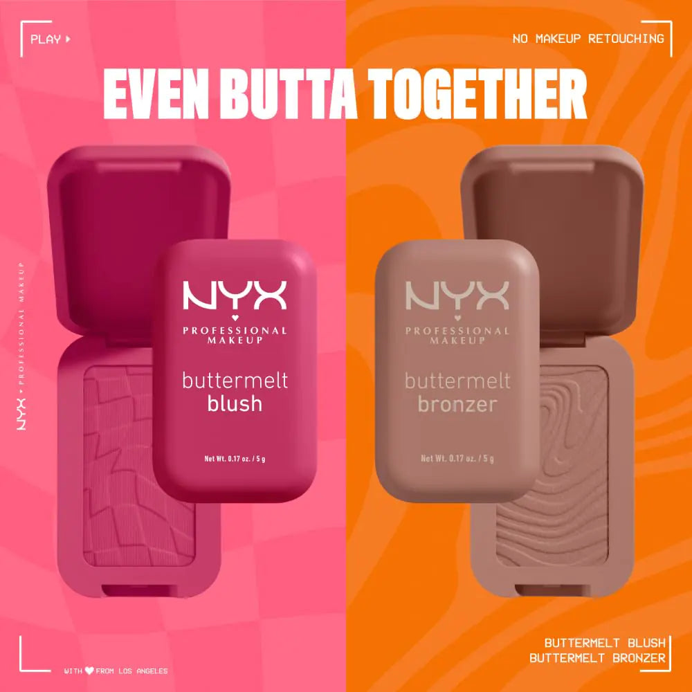 NYX PROFESSIONAL MAKEUP Buttermelt Powder Blush, Fade and Transfer-Resistant Blush, Up to 12HR Make Up Wear, Vegan Formula - Back And Butta 10 Back And Butta 0.17 Ounce (Pack of 1)
