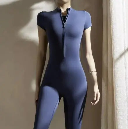 European & American Zipper Yoga Jumpsuit