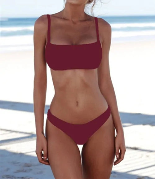 Solid Sexy Bikini Set Women&