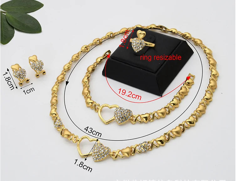 Gold Wedding Engagement Jewelry Set