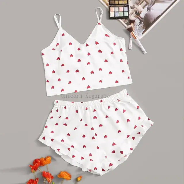 Lace Dot Print Pajama Set