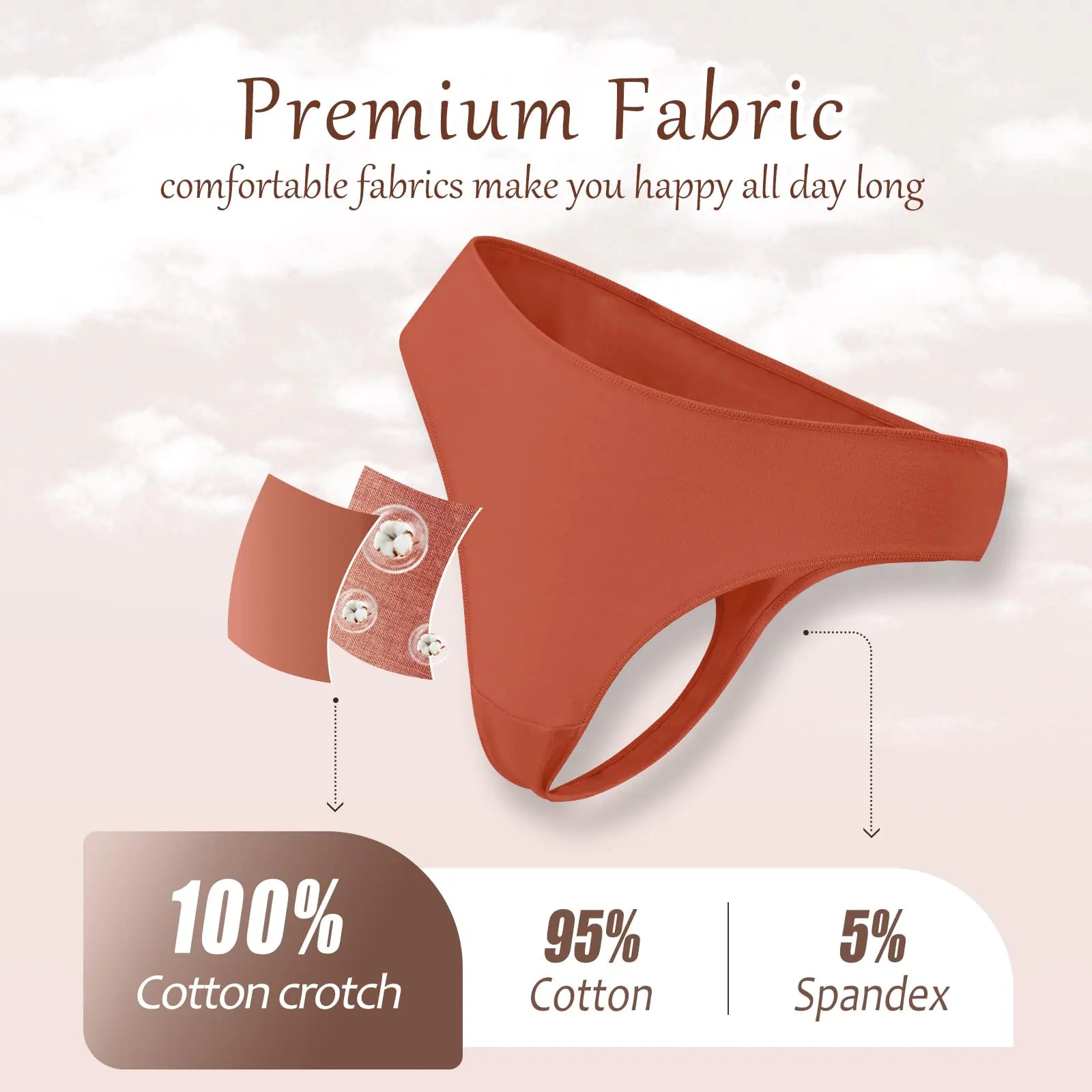 Cotton Underwear for Women Pack Breathable Thongs for Women Sexy Stretch Soft Womens Panties Thong L Black/Purple/Caramel/Khaki/Apricot/Gray Large