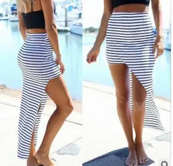 Black and White Striped Beach Skirt