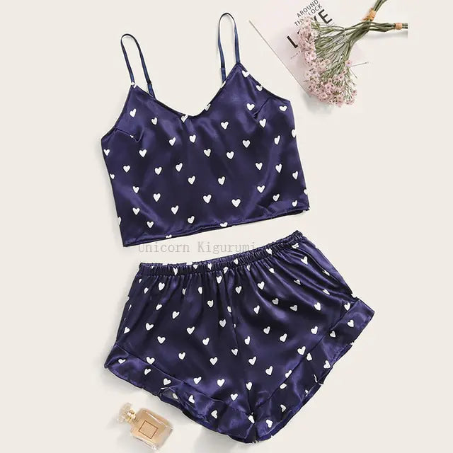 Lace Dot Print Pajama Set