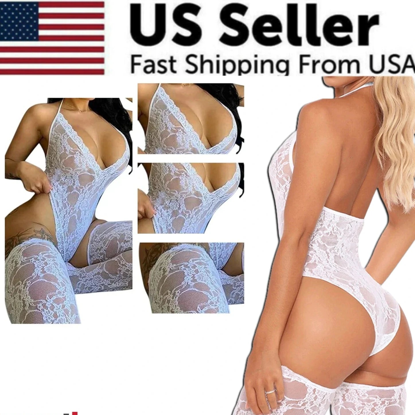 Women Lace Sexy Lingerie Nightwear Babydoll Sleepwear Bodysuit Dress Plus Size
