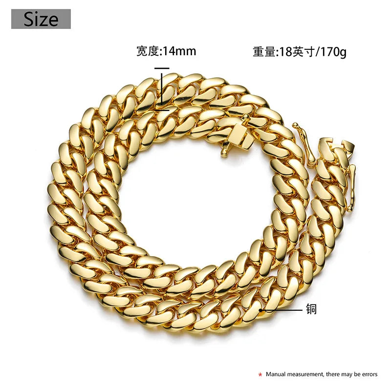 10mm-22mm wide Hip Hop Bling Gold Color Round Miami Curb Cuban Link Chain Bracelets for Men Rapper Jewelry Drop Shipping
