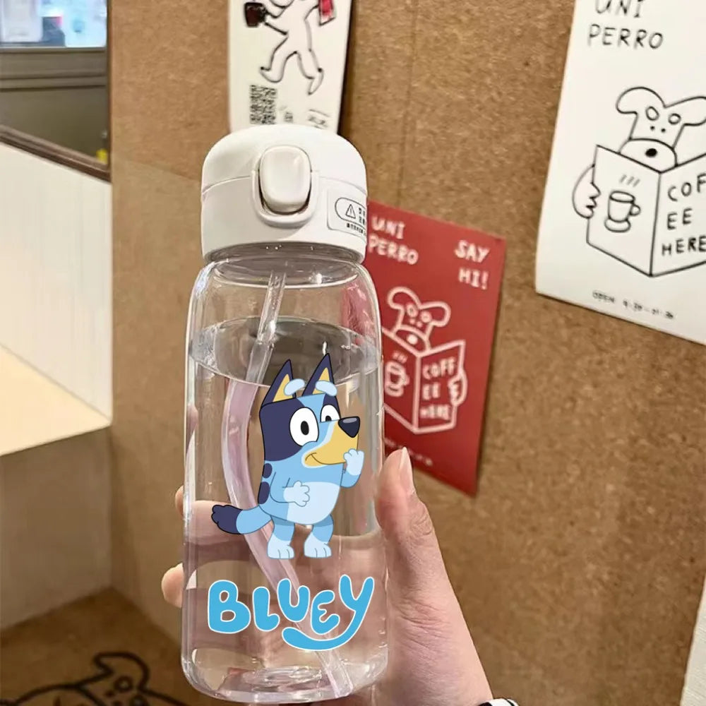 Bluey Straw Water Bottle Large Capacity Plastic Water Cup Portable Drink Bottle Outdoor Sports Childrens Drinking Water Bottle