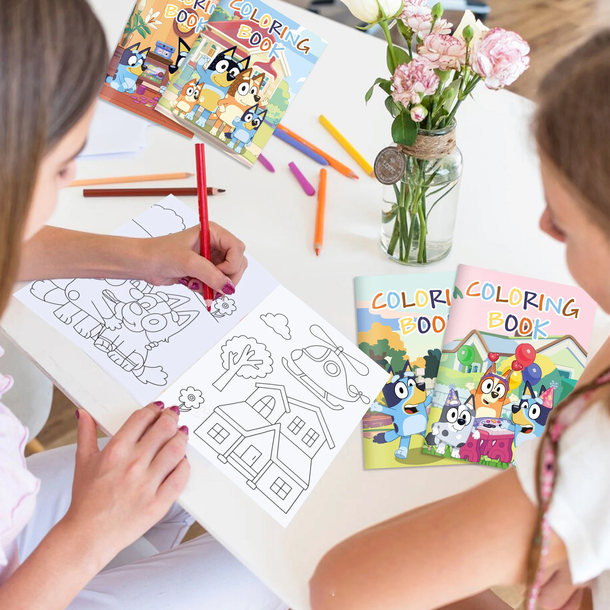 Animated Bluey Bluey Color Diy Coloring Book Party Cartoon Color Graffiti Book Painting Book Children&