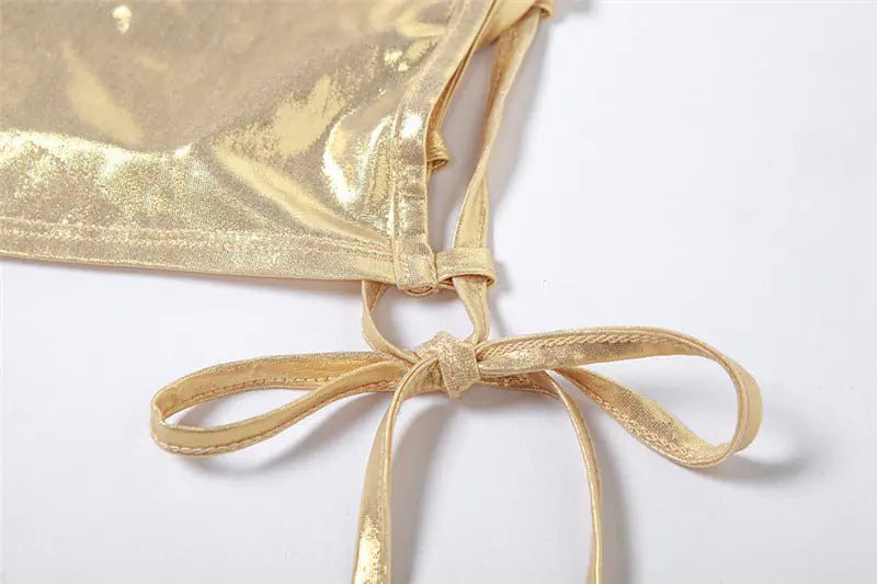 Cutout Metallic Skirt Set