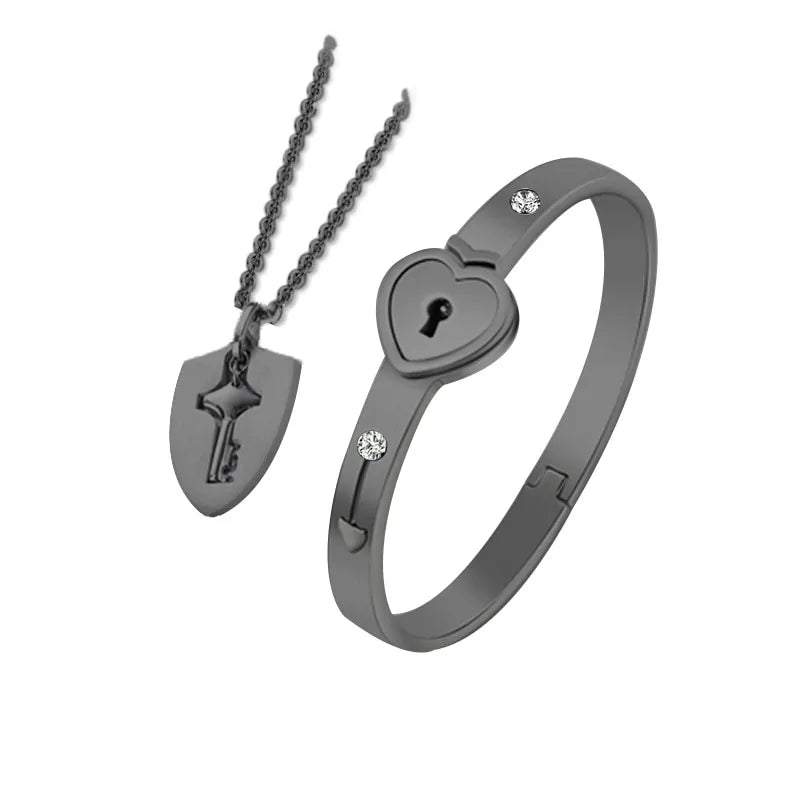 Titanium Steel Concentric Lock Key Jewelry Set
