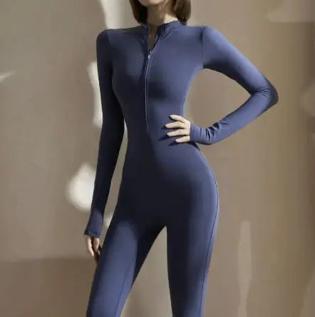 European & American Zipper Yoga Jumpsuit