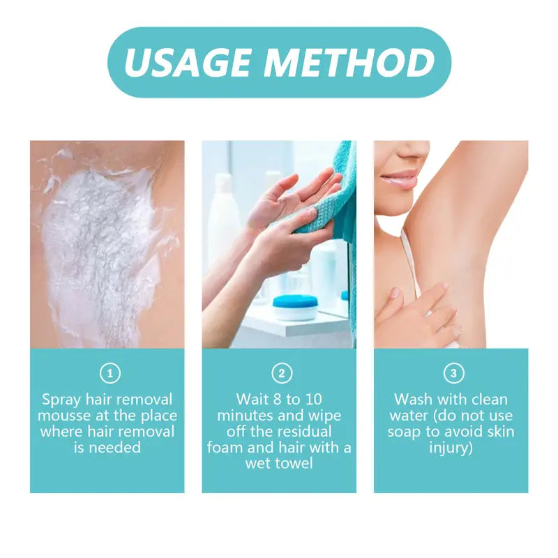 Gentle Hair Removal Spray for Women and Men, Natural Foam