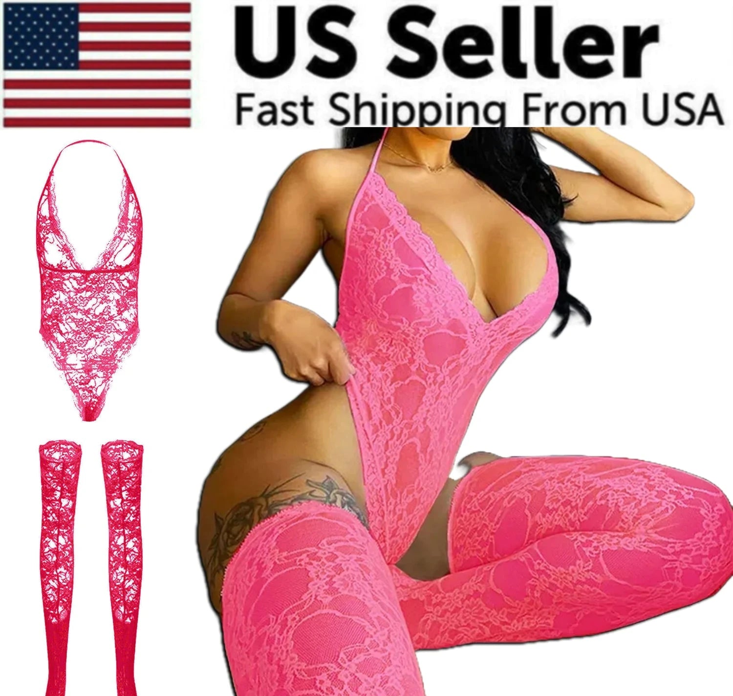 Women Lace Sexy Lingerie Nightwear Babydoll Sleepwear Bodysuit Dress Plus Size