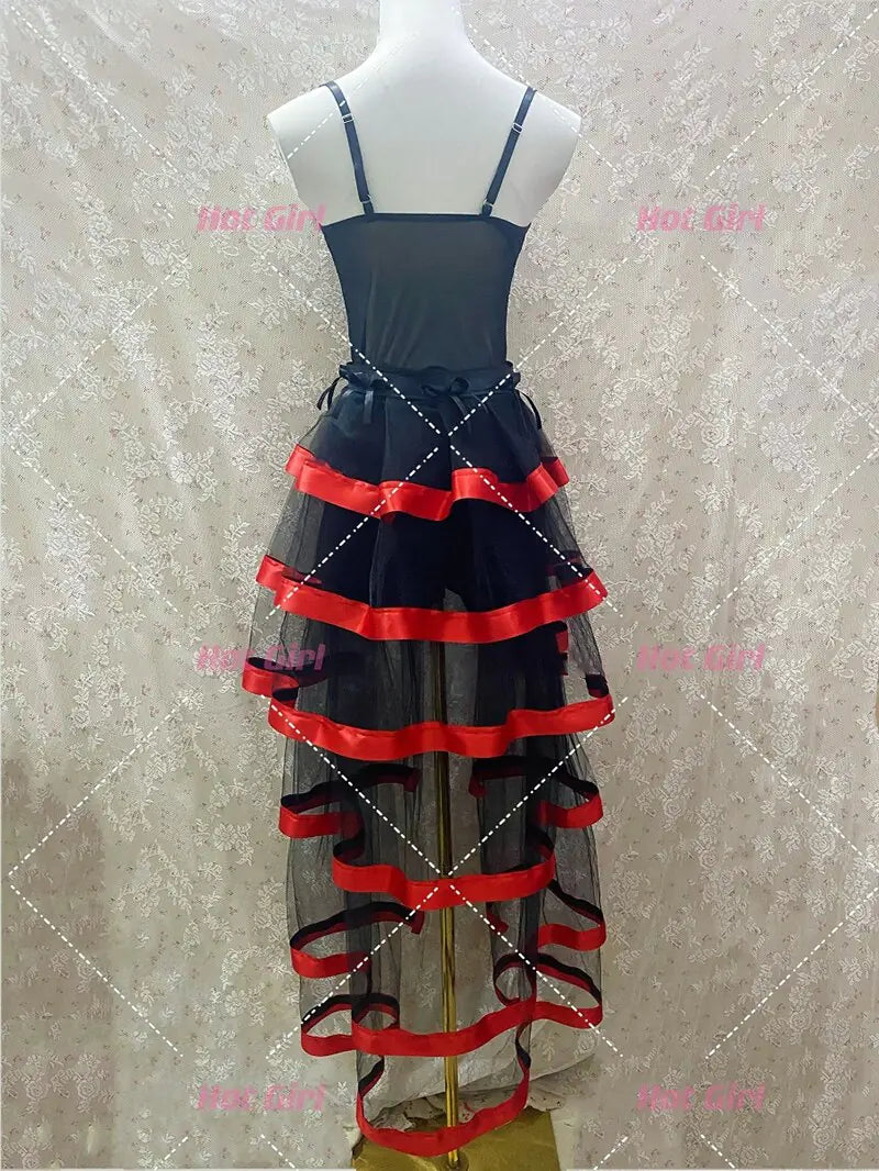 Sexy Stage Performance Lace-up Mesh Skirt
