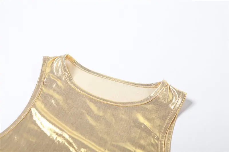 Cutout Metallic Skirt Set