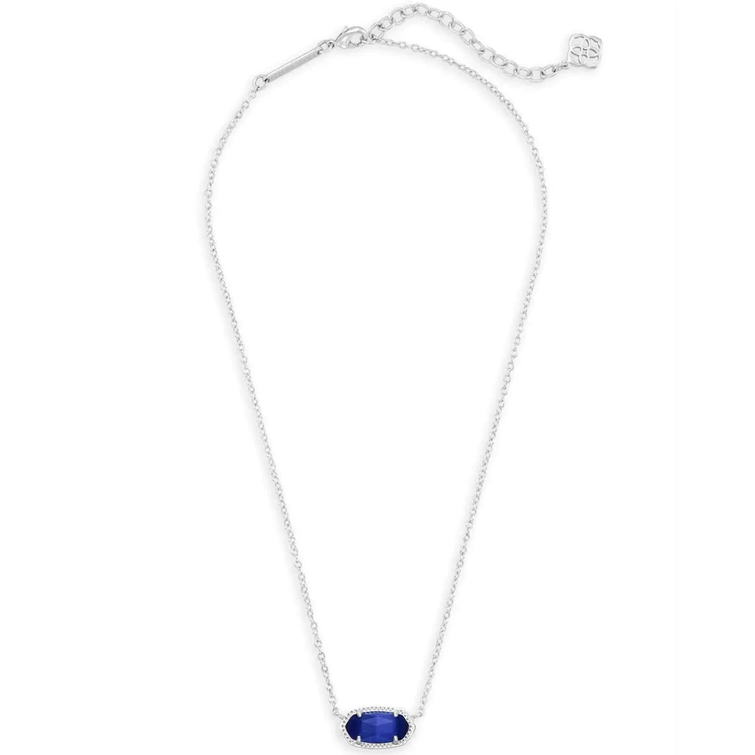 Kendra Scott Elisa Pendant Necklace for Women, Fashion Jewelry, 14k Gold-Plated RHODIUM - COBALT CATS EYE