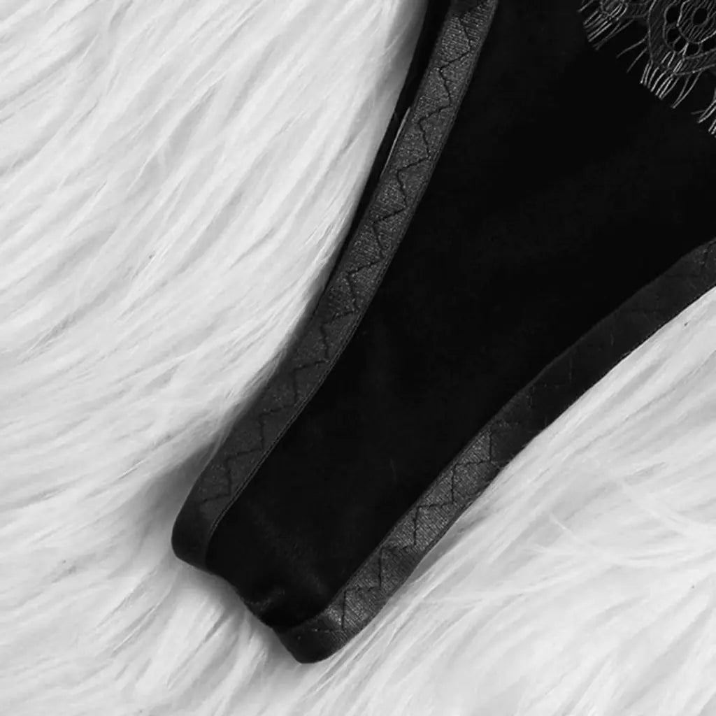 Lace Lingerie Set with Sheer Bikini and Bra Panty