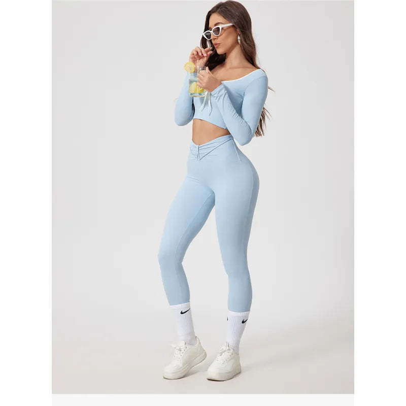 Round-neck High Waist Quick-drying Long Sleeve Yoga Wear Suit