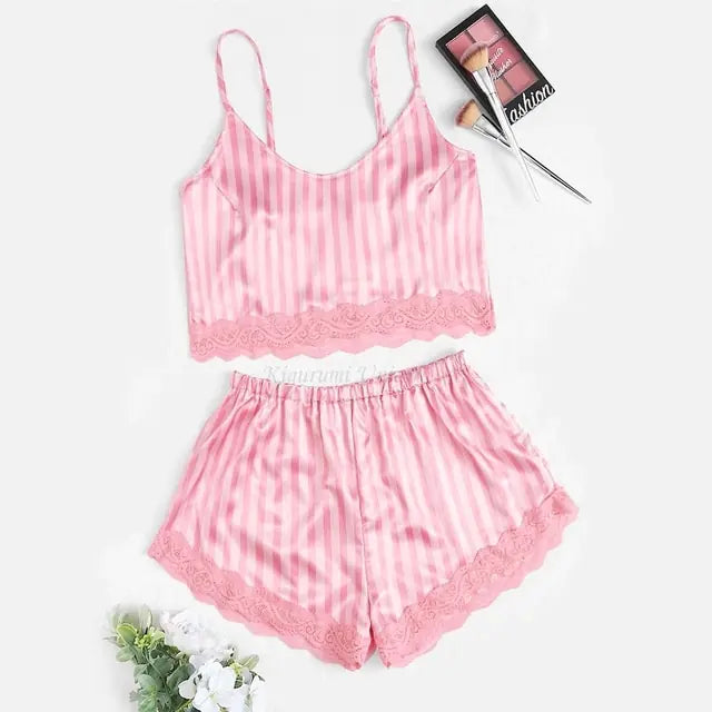 Lace Dot Print Pajama Set