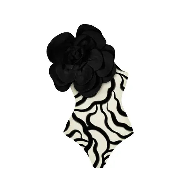 Retro Floral One Shoulder Swimsuit