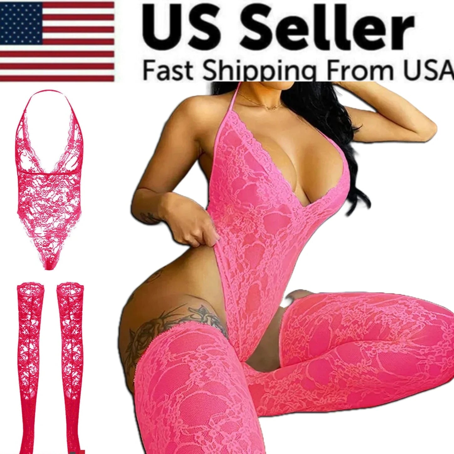 Women Lace Sexy Lingerie Nightwear Babydoll Sleepwear Bodysuit Dress Plus Size