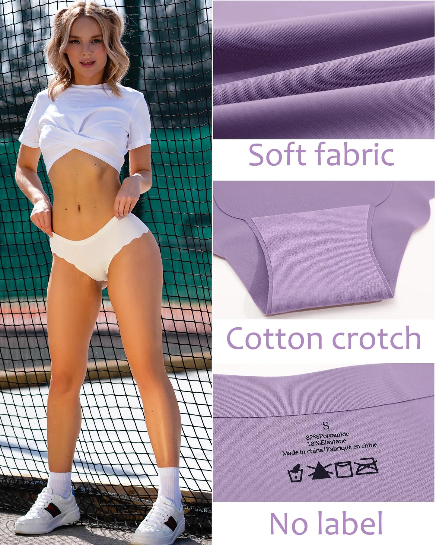 FINETOO 6 pack Seamless Underwear for Women Sexy Low Rise Hipster Wave Edge No Show Bikini Panties Womens Cheeky X-Large 6pack