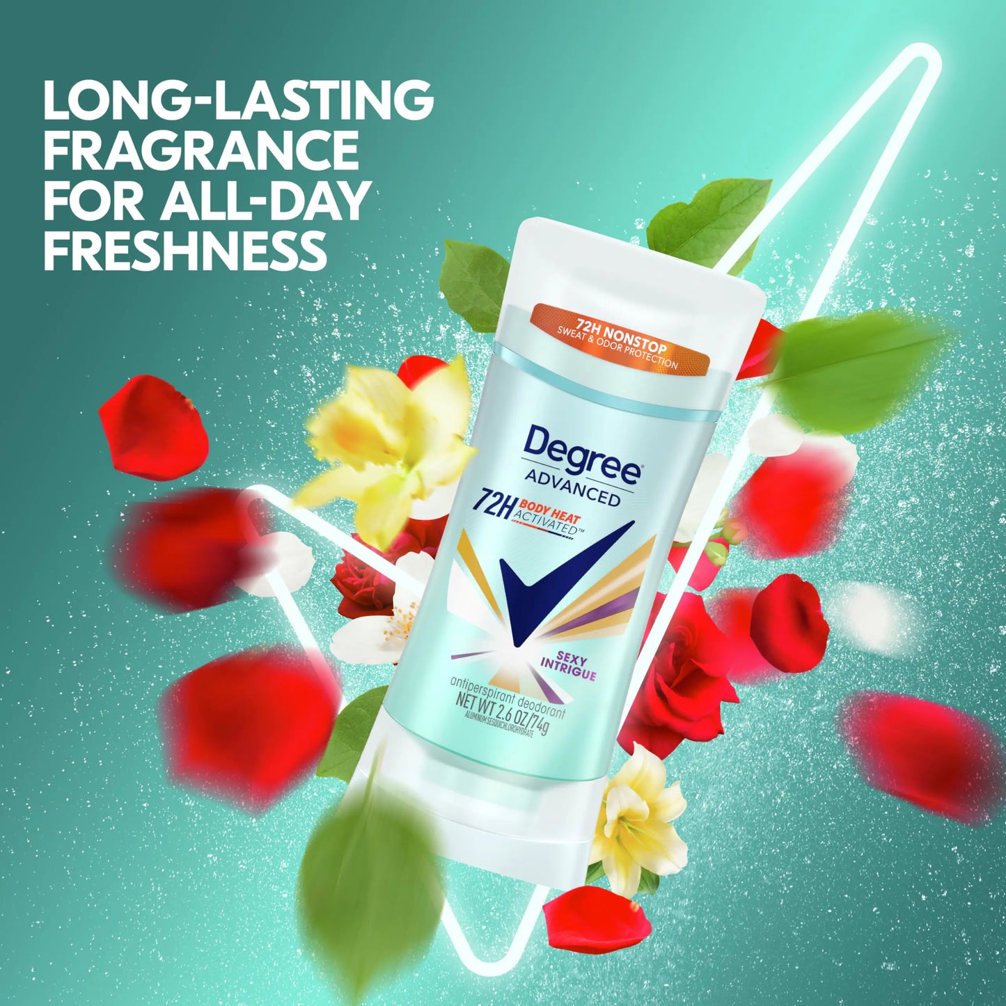 Degree Antiperspirant Deodorant Sexy Intrigue 72-Hour Sweat & Odor Protection Antiperspirant Deodorant For Women with Body Heat Activated Technology 2.6 oz 2.6 Ounce (Pack of 1)