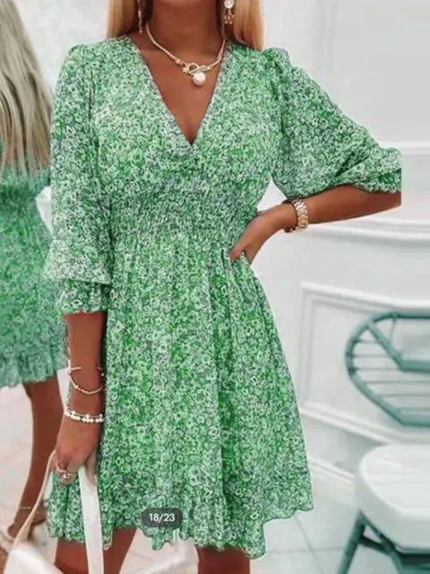 Bohemian Floral Print Midid dress