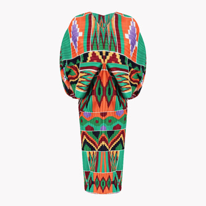 Inspired Print Pleated Dress