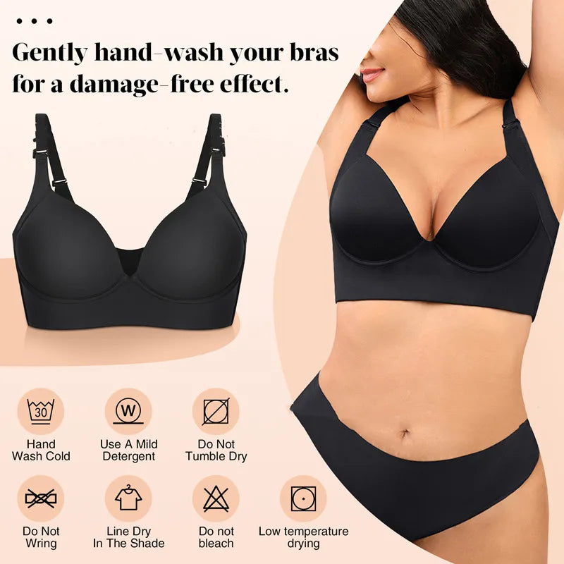 Large Glossy Push-Up Anti-Sag Bra with Steel Ring