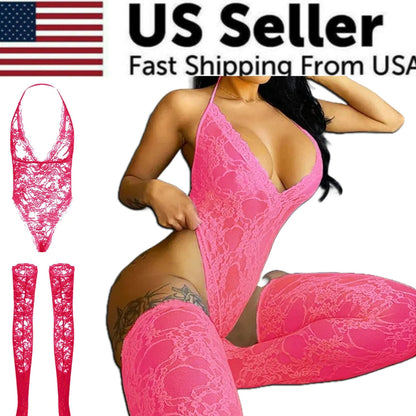 Women Lace Sexy Lingerie Nightwear Babydoll Sleepwear Bodysuit Dress Plus Size