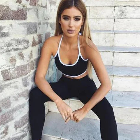 Women's Yoga Set with Backless Bra and Long Pants