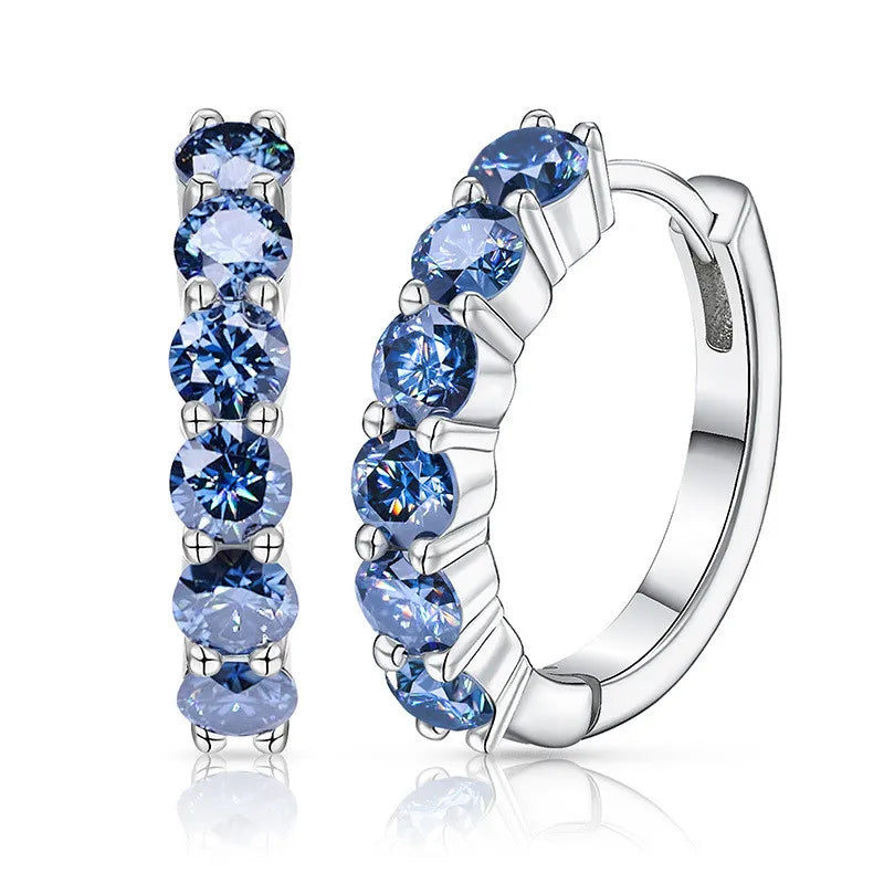 Blue Rounded Moissanite Earrings