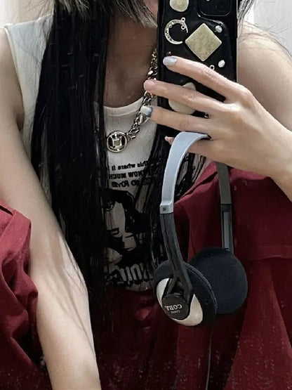 Grunge Print Sleeveless Sexy Tank Top