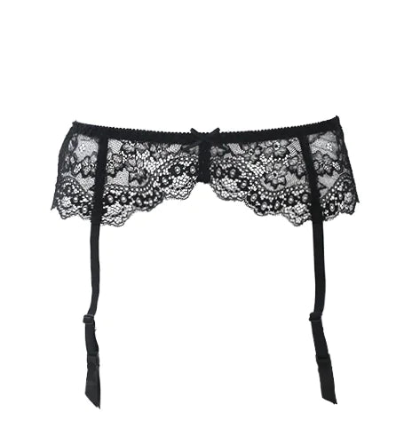Lace Sheer Bra and Garter Belt Set for Women (3 Pieces)