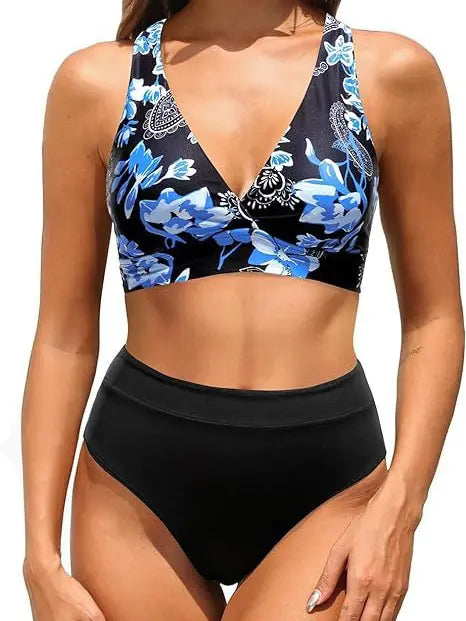Printed Sports Bra and Yoga Pants Set for Fitness