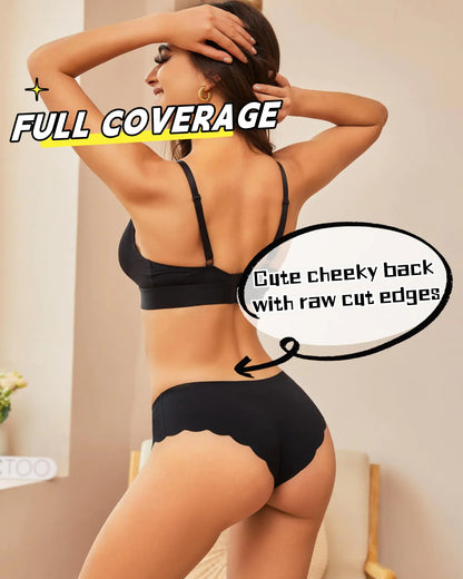 FINETOO 6 pack Seamless Underwear for Women Sexy Low Rise Hipster Wave Edge No Show Bikini Panties Womens Cheeky X-Large 6pack