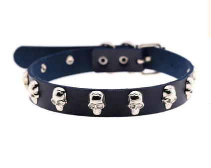 Punk Skull Leather Choker Necklace for Cosplay