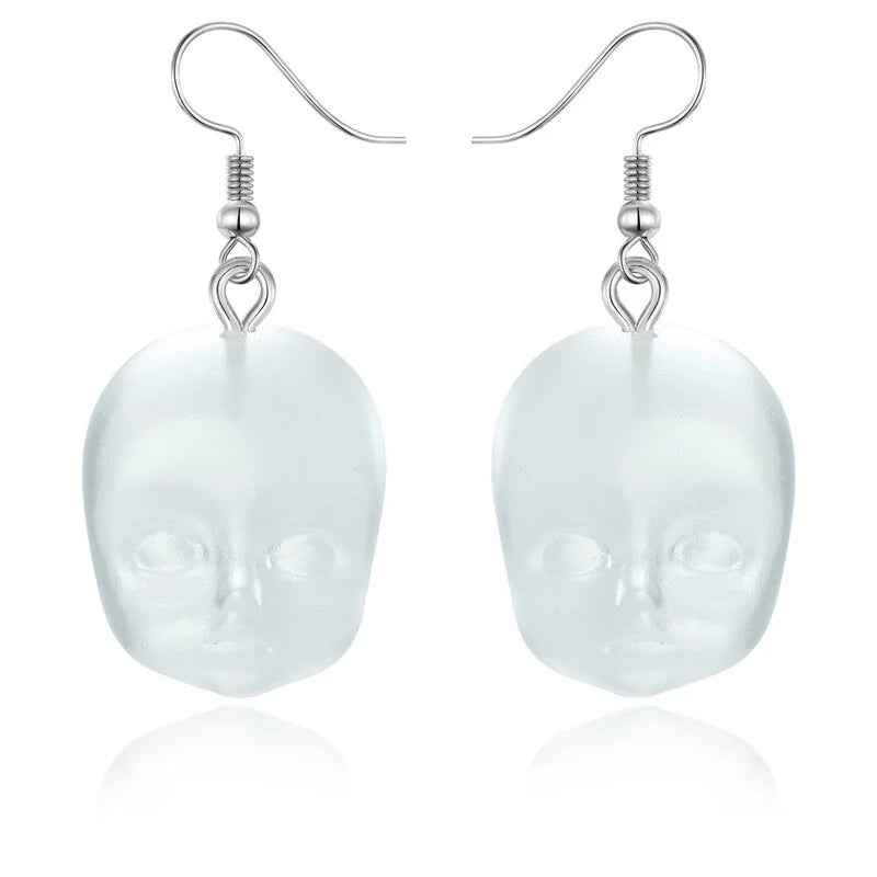 Handmade Angel Face Resin Dangle Earrings: Creative Jewelry Gift