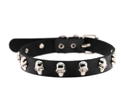 Punk Skull Leather Choker Necklace for Cosplay
