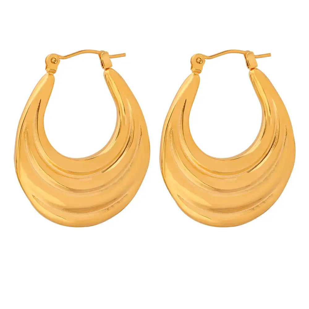 18K Gold Crescent Design Earrings