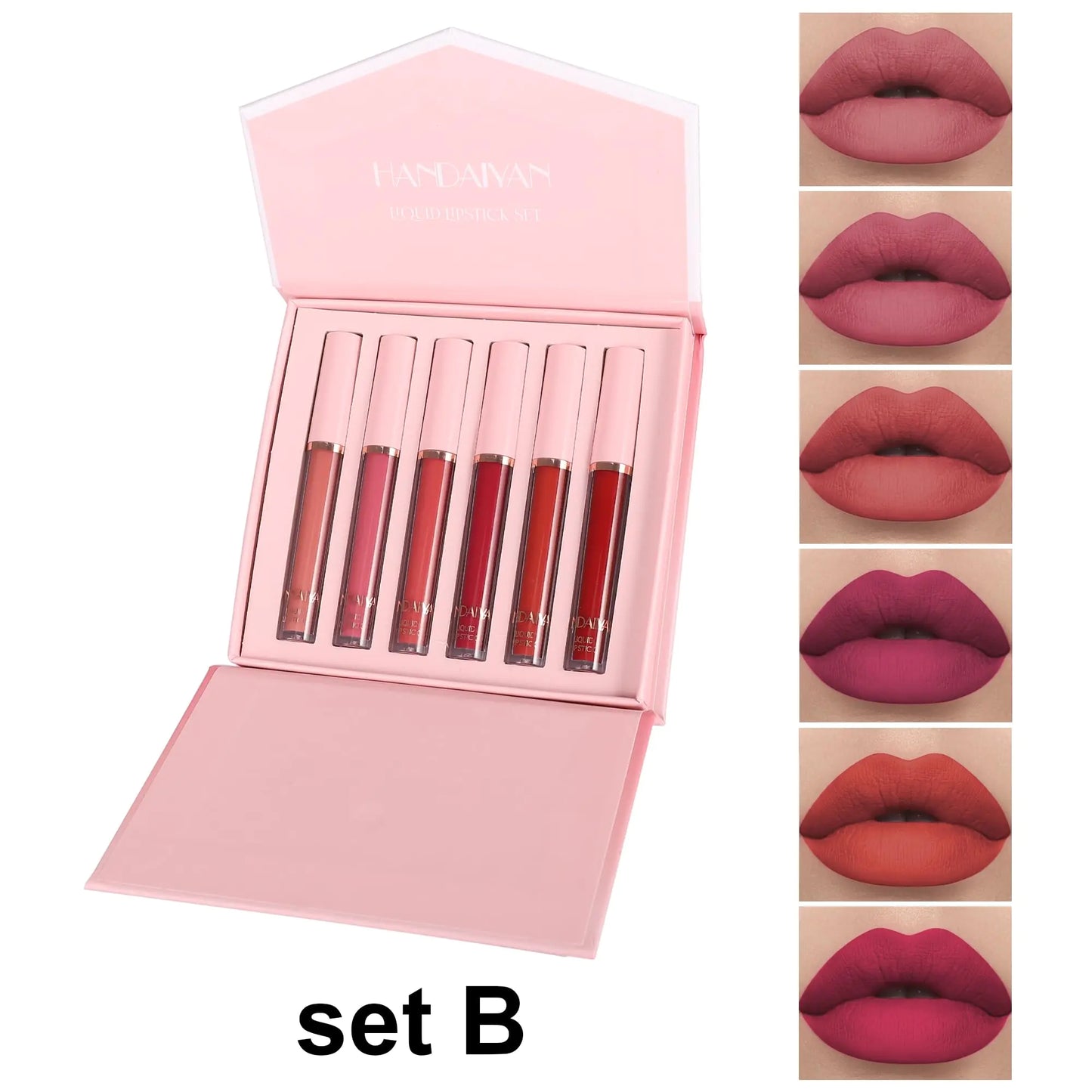 BestLand 6Pcs Matte Liquid Lipstick Makeup Set, Matte liquid Long-Lasting Wear Non-Stick Cup Not Fade Waterproof Lip Gloss (Literary Allure Gift Set B) Literary Allure Gift Set B