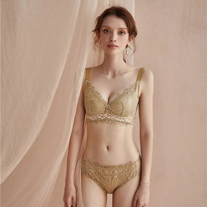 Lace Bra Set with Comfortable Thin Cups (Plus Size)