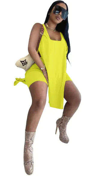 Solid Color Tank Top &amp; Shorts Set