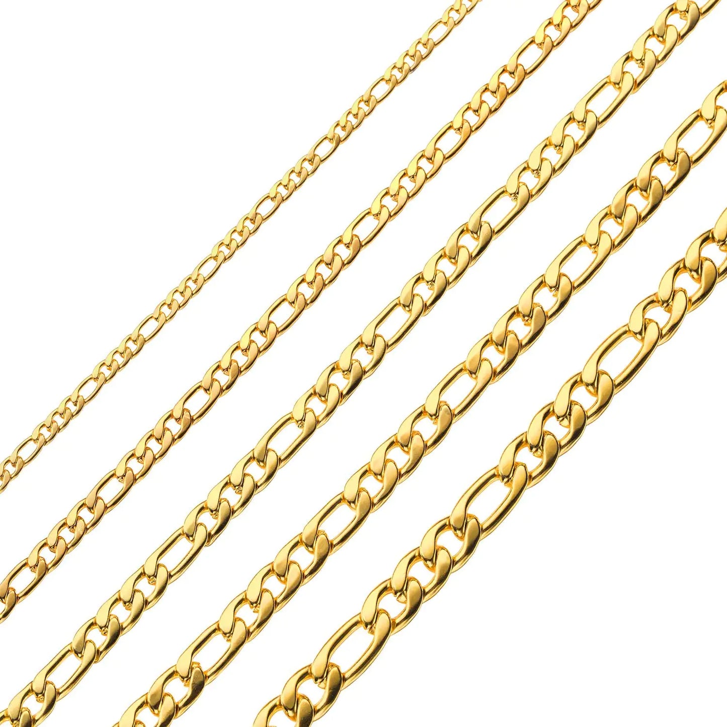 Figaro Chain Necklace Stainless Steel Real Gold Plated Chains for Men Women Jewelry Gift for Men Women 8.5mm width 24 Inches Real Gold-Plated