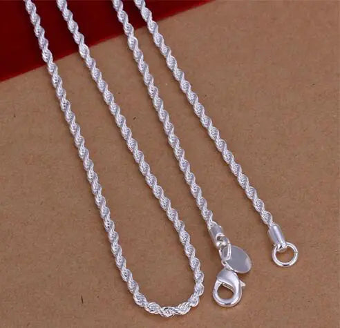 18K White Gold Plated Rope Chain