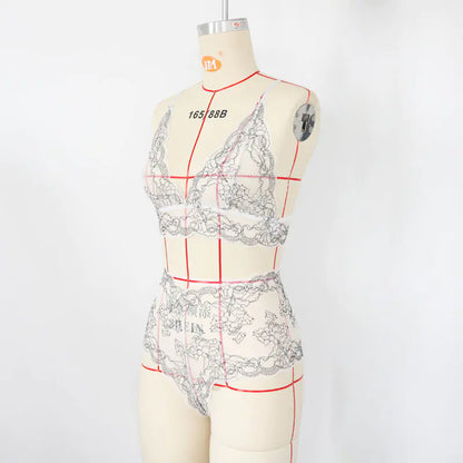 Plus Size Sheer Lingerie Set with Bra and Panties